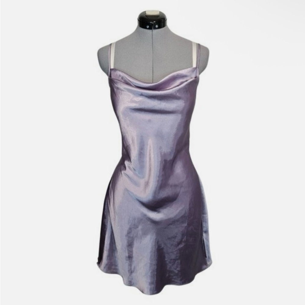 Vintage Y2K Avon Intimates Cowl Neck Satin Slip Dress Lilac Purple